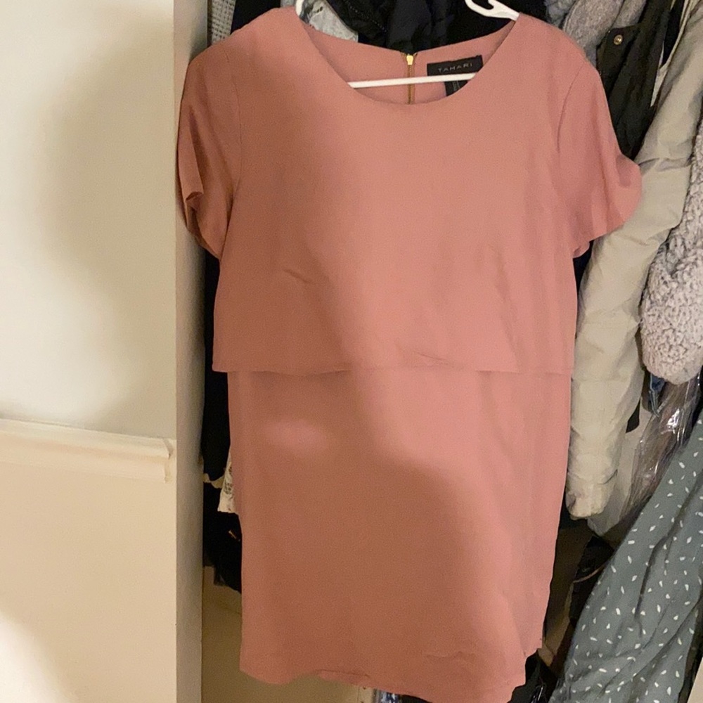 Tahari short sleeve overlap dress